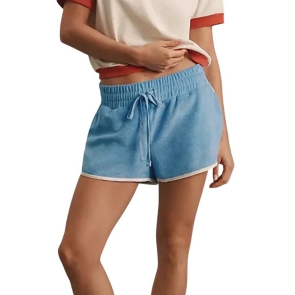 Daily Practice Anthropologie Team Spirit Blue White Terry Cloth Sweat Shorts